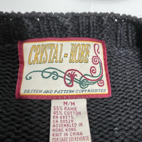 Crystal-Kobe Sweater Chunky Knit Multi Pattern Cabincore Sz M - Picture 4 of 7